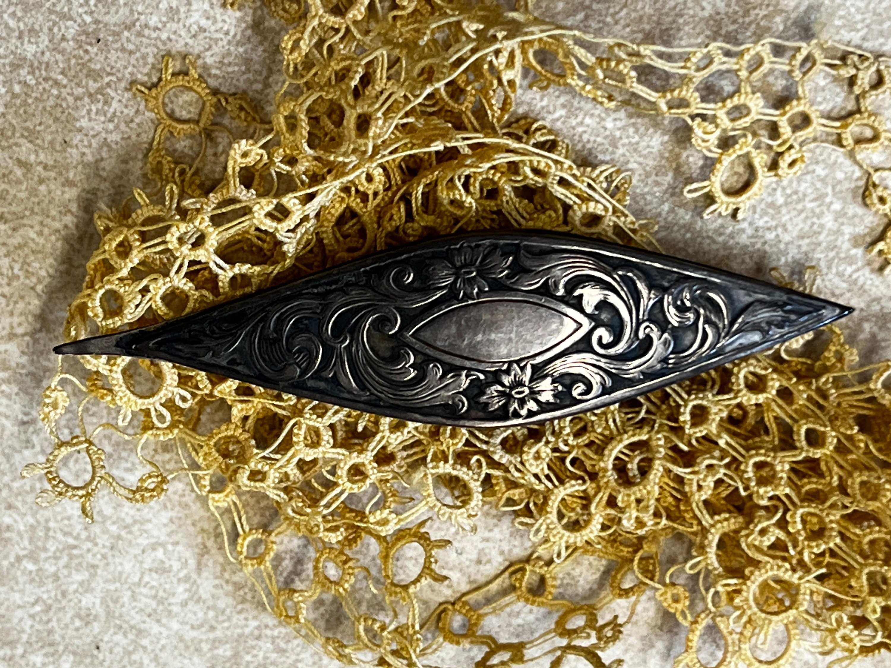 Vintage Sterling Tatting Shuttle Etsy