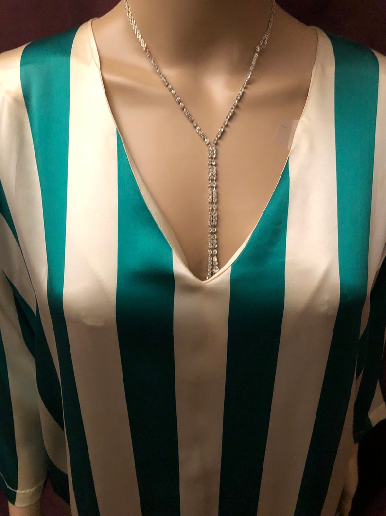 VTG Silk Kaftan by I.Magnin Green and White Striped One Size