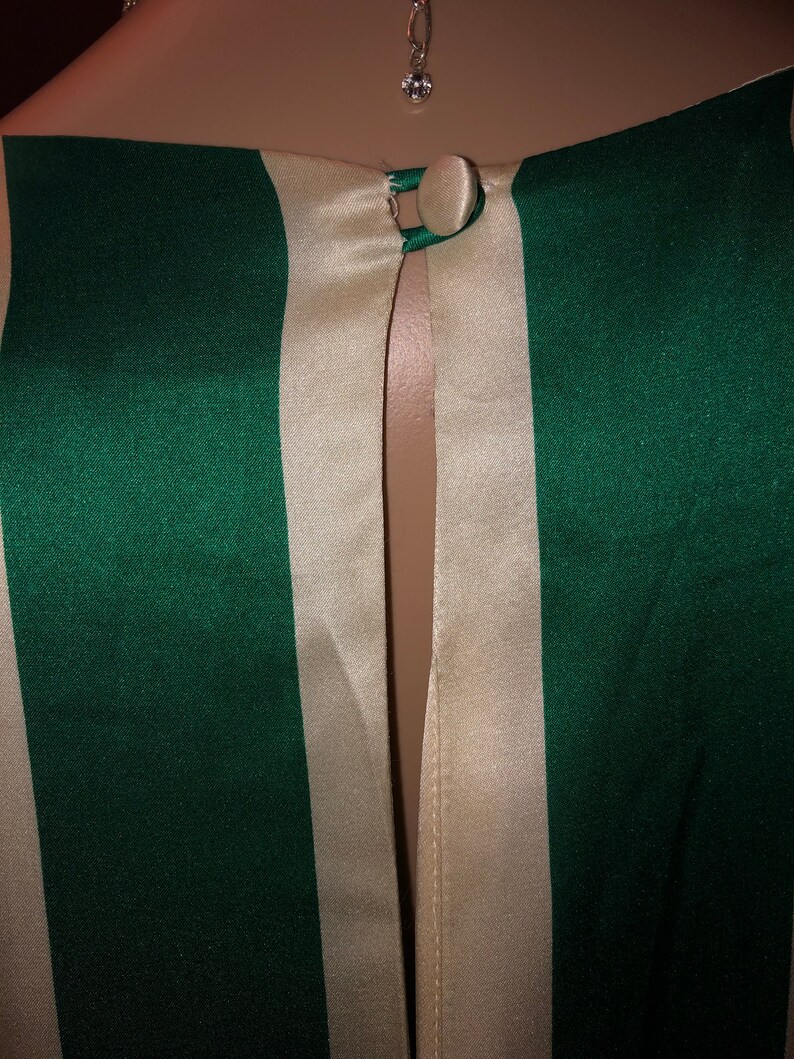VTG Silk Kaftan by I.Magnin Green and White Striped One Size