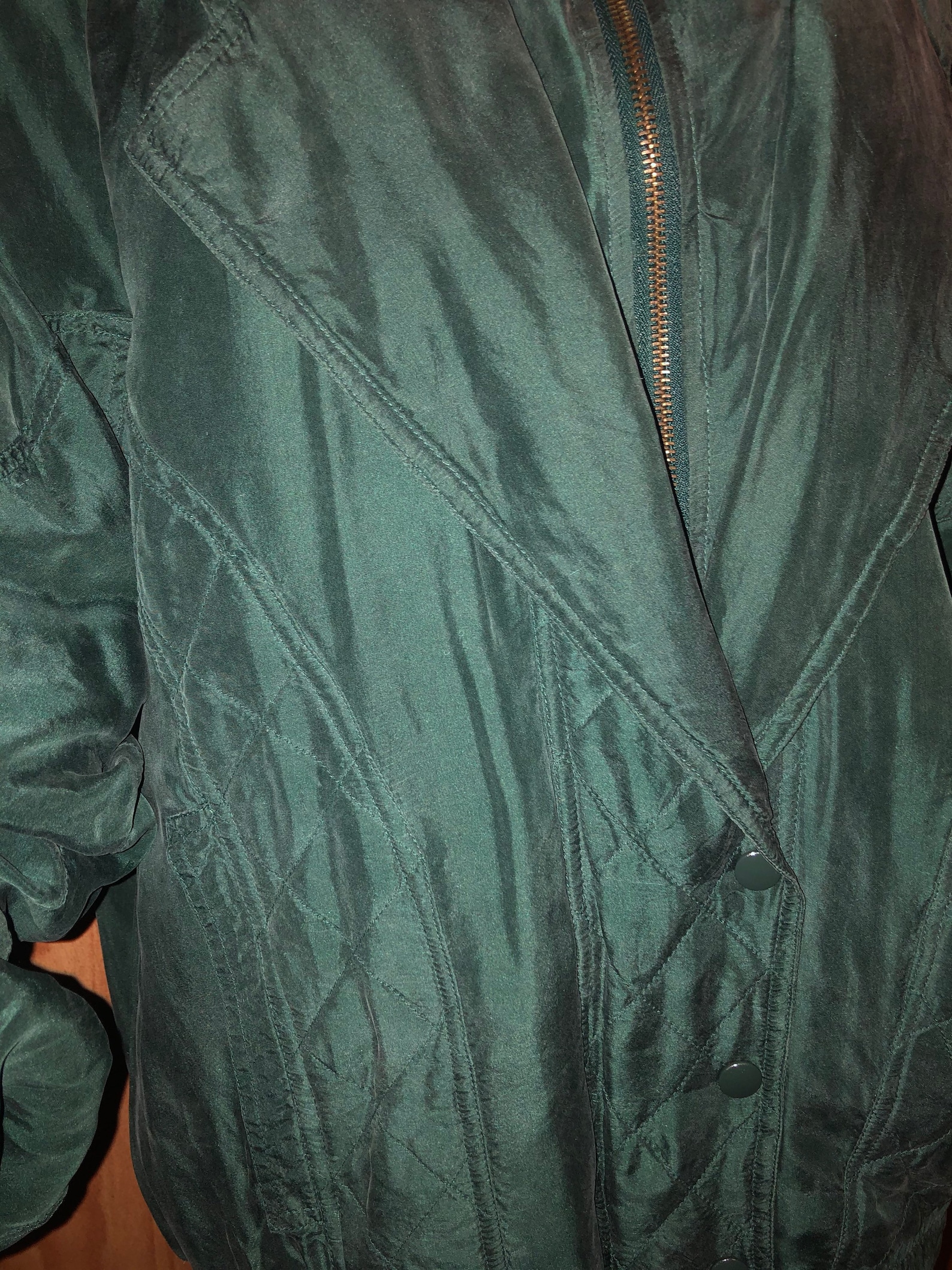 VTG Silk XL Forest Green Bomber Jacket by Etsy
