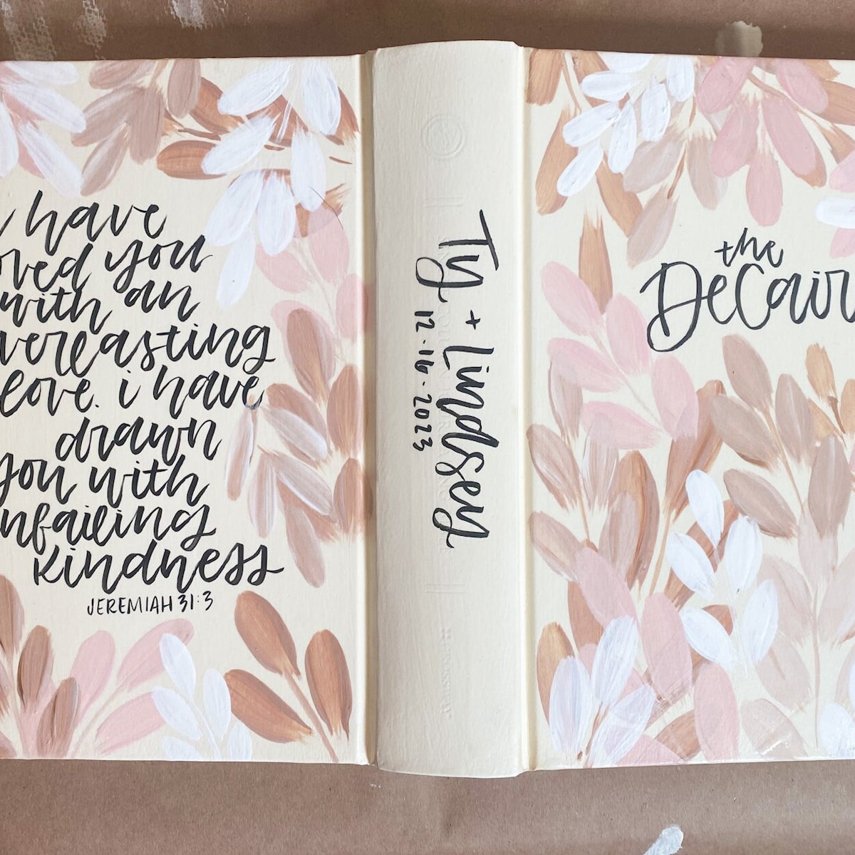 Etsy Custom Hand Painted Floral Bible For Wedding Guest Book