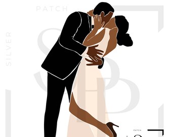 Calcomanía UV DTF boda afroamericano abstracto pareja casada impresión lista para aplicar adhesivo permanente tazas fundas de teléfono gafas coches
