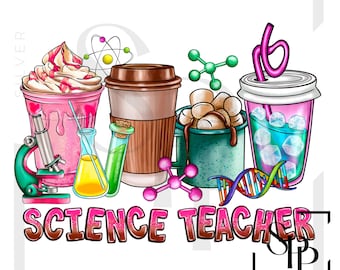 UV DTF Decal Science Teacher Print Ready to Apply Permanent Adhesive Cups Phone Cases Glasses Cars