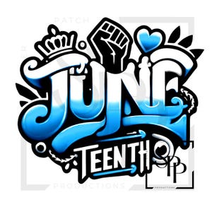 UV-DTF-sticker Retro-stijl Juneteenth Gedurfde blauwe en witte kleuren klaar om aan te brengen Permanente zelfklevende bekers Telefoonhoesjes Brillen Auto's