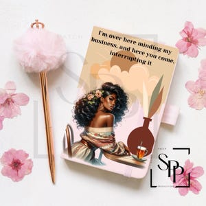 UV-DTF Afro-Amerikaans Beautiful Minding My Business Afdruk op A5-formaat, klaar om aan te brengen permanente zelfklevende sticker tijdschrift boekomslagen