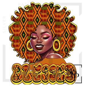 UV DTF sticker Blessed Black Woman In Kente Doek Print Klaar om permanent klevende cups aan te brengen Telefoonhoesjes Brillen Auto's