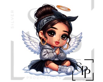 Naklejka UV DTF Latina Bandanna Angel Girl Wings Halo Print Gotowa do nałożenia Trwały klej Kubki Etui na telefon Okulary Samochody