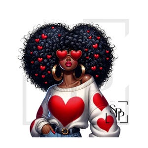UV-DTF Mooie zwarte krullende afro-harttrui Print klaar om aan te brengen Permanente sticker Kopjes Telefoon Bril Cars