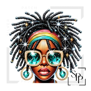 UV-DTF-sticker Mooie zwarte Sista-edelstenen en locs Klaar om aan te brengen Permanente zelfklevende sticker Bekers Telefoonhoesjes Brillen Auto's Elk plat oppervlak