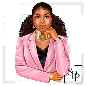 UV DTF-sticker African American Beautiful Woman Boss Lady In Pink Ready to Apply Permanent Adhesive Cups Phone Cases Bril Cars