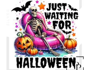 Naklejka UV DTF czekająca na Halloween gotowa do nałożenia na kubki z trwałym klejem, okulary, samochody
