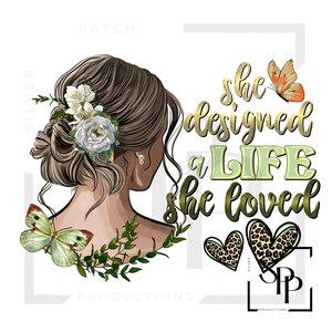 UV-DTF-sticker Boho She Designed A Life She Loved Print Klaar om aan te brengen Permanente zelfklevende cups Telefoonhoesjes Brillen Auto's