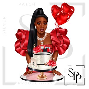 UV DTF-sticker African American Beautiful Woman Valentines Luxury Cake Ready to Apply Permanent Adhesive Cups Phone Cases Bril Cars