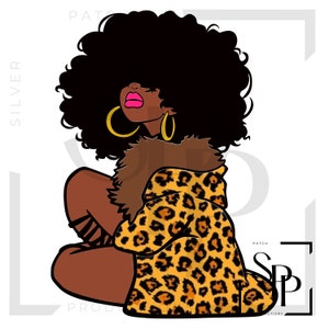 UV DTF Afro-Amerikaanse mooie vrouw groot haar bontjas print klaar om permanente zelfklevende sticker kopjes telefoonhoesjes glazen auto's aan te brengen