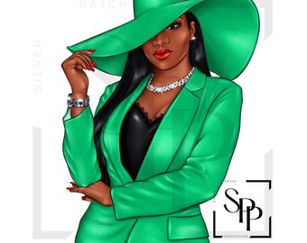 UV DTF Black Woman Standing On Business In Green Two Complexions Shirt Ready to Apply Permanent Adhesive Decal Cups Phone  Glasses Cars