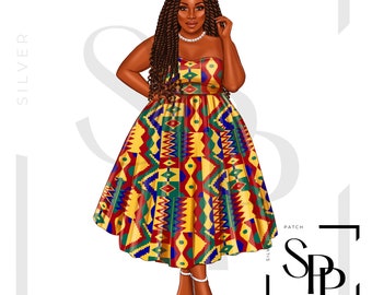 UV DTF African American Beautiful Woman Plus Size Ankara Dress Print Ready to Apply Permanent Adhesive Sticker Cups Phone Cases Glasses Cars