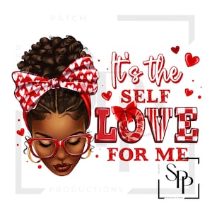 UV-DTF-sticker Rood Wit It's The Self Love For Me Messy Bun Print klaar om aan te brengen Permanente zelfklevende cups Telefoonhoesjes Brillen Auto