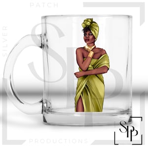 UV DTF African American Beautiful Woman Goddess In Green Ready to Apply Permanent Adhesive Decal Sticker Cups Phone Cases Bril Auto's