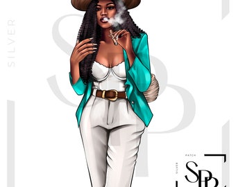 UV DTF Decal African American Beautiful Woman Long Hair 420 Smoking Ready to Apply Permanent Adhesive Decal Cups Phone Cases Glasses Cars