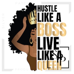 UV DTF Decal African American Woman Afro Hustle Like A Boss Queen Print Ready to Apply Permanent Adhesive Cups Telefoonhoesjes Glazen Auto's