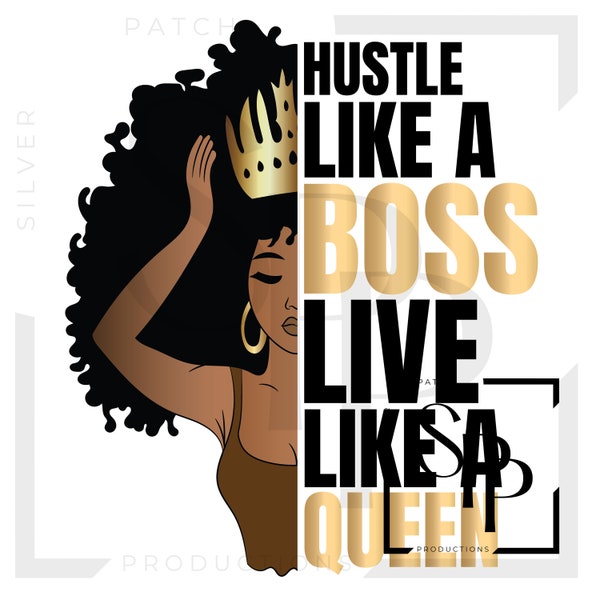 UV DTF Decal African American Woman Afro Hustle Like A Boss Queen Print Ready to Apply Permanent Adhesive Cups Phone Cases Glasses Cars