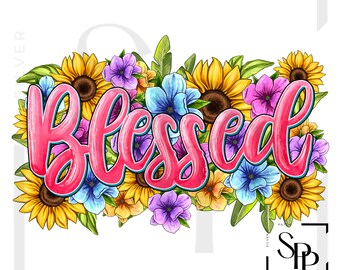 UV DTF Decal Blessed Flower Design Print Ready to Apply Permanent Adhesive Cups Phone Cases Glasses Cars