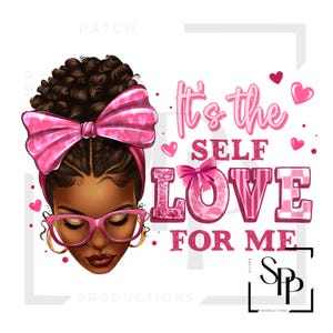 UV-DTF-sticker Roze It's The Self Love For Me Messy Bun Print klaar om aan te brengen Permanente zelfklevende cups Telefoonhoesjes Brillen Auto
