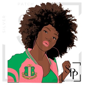 UV DTF-sticker Afro-Amerikaanse mooie vrouw Afro roze en groene print Klaar om permanente zelfklevende bekers aan te brengen Telefoonhoesjes Bril Auto's