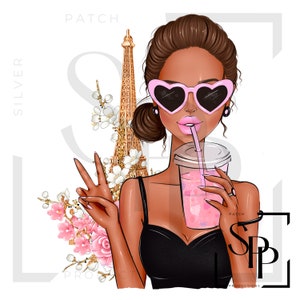 UV DTF Mooie Vrouw Vrede Liefde Parijs Eiffeltoren Bloemen Print Klaar voor het aanbrengen van permanente zelfklevende sticker Cups Telefoonhoesjes Bril Auto's