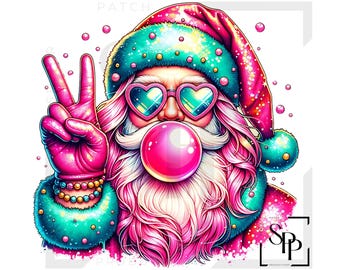 UV DTF Weihnachtsmann Hüfte cool Frieden bläst Blase Druck bereit, um permanent klebende Aufkleber Tassen Telefon Hüllen Gläser Autos gelten