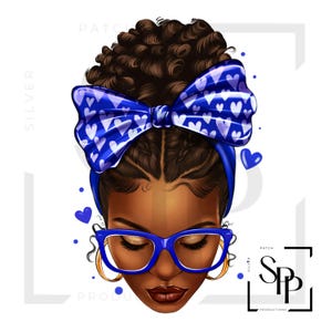 Blauwe en witte UV-DTF-sticker Mooie zwarte vrouw klaar voor gebruik Permanente zelfklevende sticker Bekers Telefoonhoesjes Brillen Auto's Elk vlak oppervlak