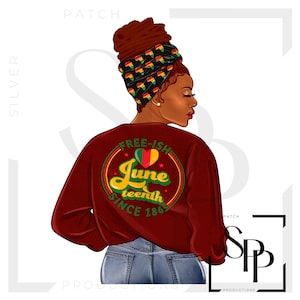 UV DTF sticker Afro-Amerikaanse vrouw Juneteenth jas rood haar print klaar om permanent klevende bekers telefoonhoesjes bril auto's aan te brengen