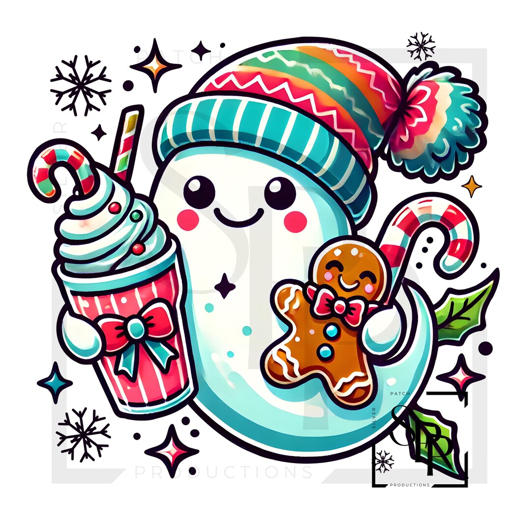 UV DTF Christmas Ghost Frosted Drink Gingerbread Cookie Print Ready to ...