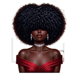 UV-DTF Mooie zwarte vrouw krullend haar Rood off-shoulder topje Print klaar om aan te brengen Permanente zelfklevende sticker Cups Telefoon Bril Auto's