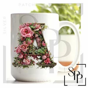 UV DTF Aufkleber Rosa Blumen Alphabet Print bereit, permanent klebende Tassen Telefonkästen Gläser Autos Hochzeit Becher harte Oberfläche anzuwenden