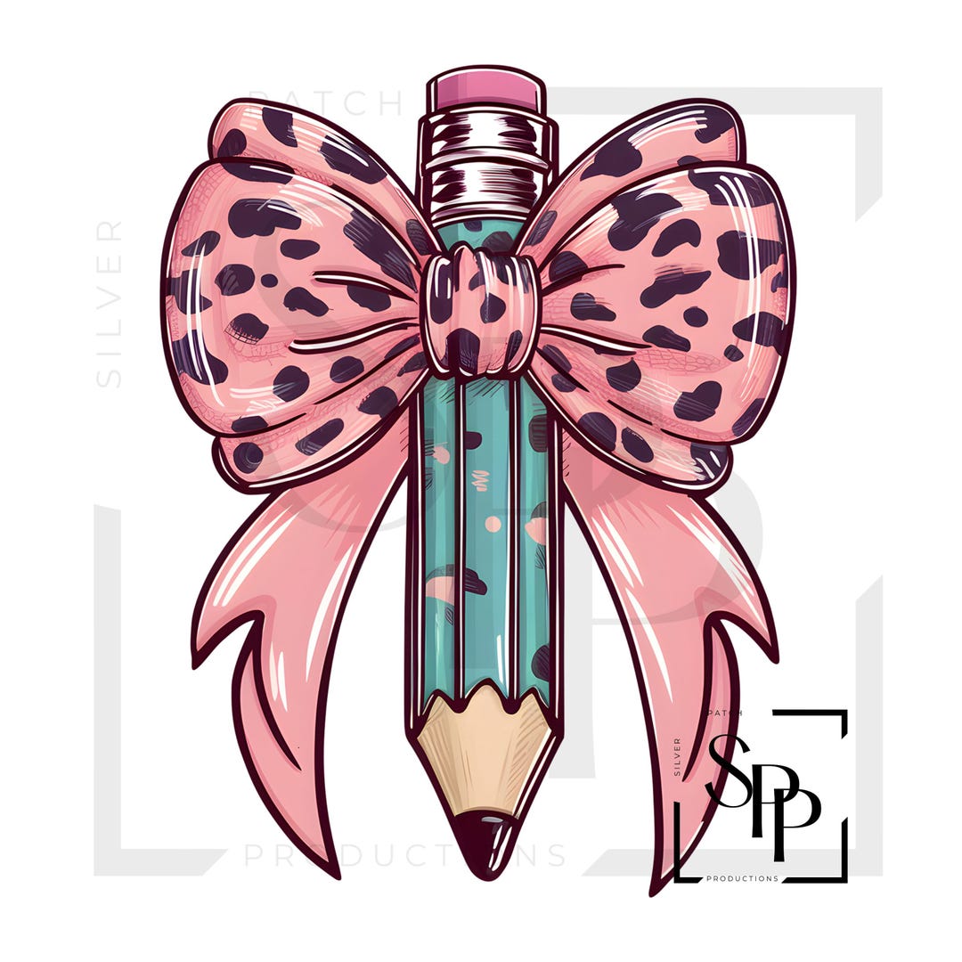 UV DTF Pink Animal Print Bow and Pencil Print Ready to Apply Permanent ...