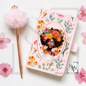 UV DTF African American Flower Natural Hair Woman A5 Size Print Ready to Apply Permanent Adhesive Sticker Cups Cars Book Covers