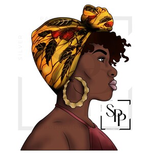 UV-DTF Mooie zwarte vrouw headwrap bamboe oorbellen Print klaar om aan te brengen Permanente sticker Kopjes Telefoon Bril Cars