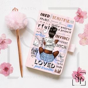 UV-DTF Afro-Amerikaans Beautiful Love Yourself Messy Bun A5-formaat afdruk klaar om aan te brengen permanente zelfklevende sticker cups auto's boekomslagen