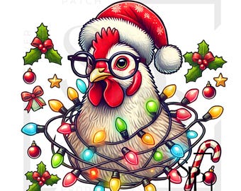 UV DTF Weihnachten weißes Huhn Druck bereit, permanent klebende Aufkleber Tassen Telefon Gläser Autos gelten