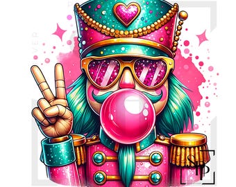 UV DTF Nutcracker Hip Cool Peace Blowing Bubble  Print Ready to Apply Permanent Adhesive Sticker Cups Phone Cases Glasses Cars
