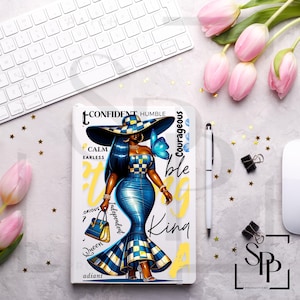 UV DTF Afro-Amerikaanse mooie denim diva A6-formaat print klaar om aan te brengen permanente sticker cups auto's boekomslagen