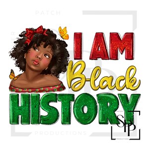 UV-DTF-sticker I Am Black Geschiedenis Schattig klein meisje Print klaar om aan te brengen Permanente zelfklevende bekers Telefoonhoesjes Brillen Auto's