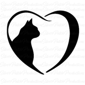 Cat Heart Vinyl Sticker Car Window Laptop Glazen Bekermok