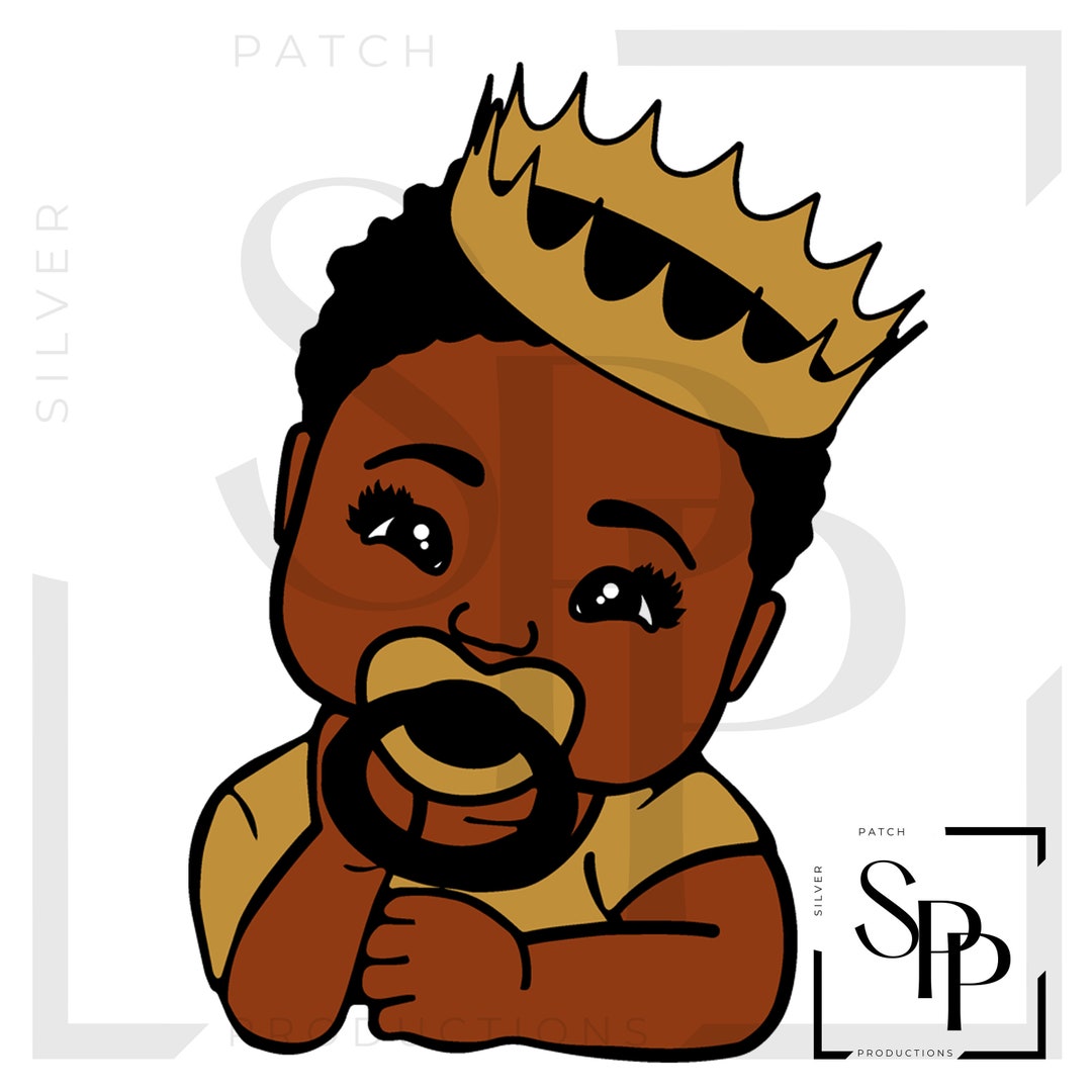 UV DTF Decal African American Crown Prince Black Gold Baby Boy Print