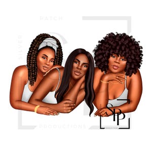 UV-DTF Sisters Best Friends 3 mooie zwarte vrouwen Print klaar voor gebruik Permanente zelfklevende cups Telefoonhoesjes Brillen Cars