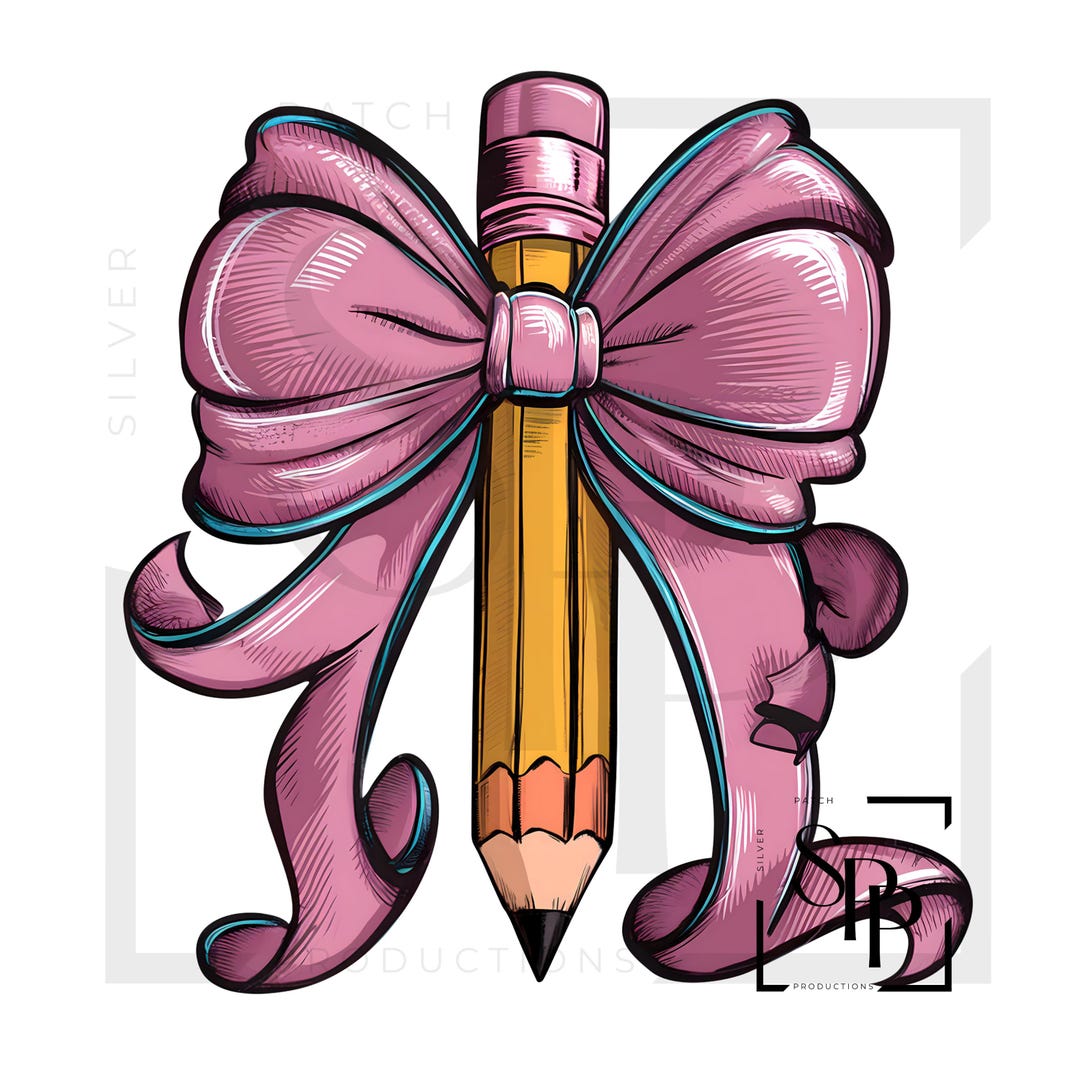 UV DTF Pink Curly Bow and Pencil Print Ready to Apply Permanent ...