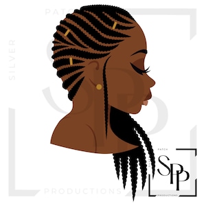 UV DTF sticker Afro-Amerikaanse vrouw mooie gevlochten cornrows haar print klaar voor het aanbrengen van permanente zelfklevende cups telefoon gevallen glazen auto's