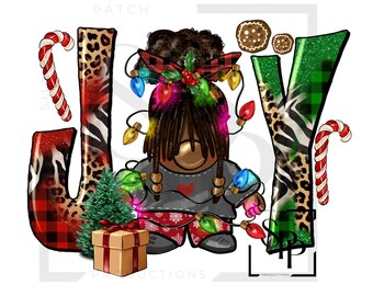 UV DTF African American Gnome Joy Christmas Print Ready to Apply Permanent Adhesive Sticker Cups Phone Glasses Cars