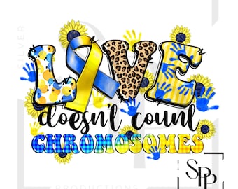 UV-DTF-Aufkleber Liebe zählt nicht Chromosome Down-syndrom Druck bereit, permanent klebende Tassen Telefon Hüllen Gläser Autos anzuwenden